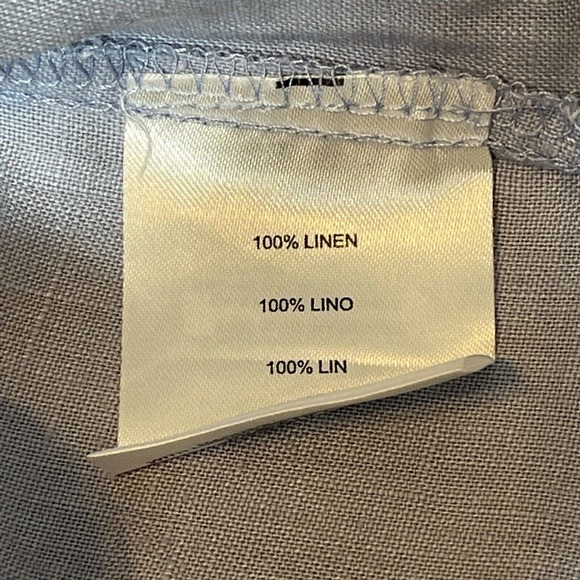 ELLEN TRACY Women’s L Linen Blouse Blue Pull On Quarter Zip - Picture 7 of 9